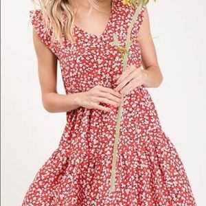 Like new Ces Femme Red  Floral Dress Boho Feminine